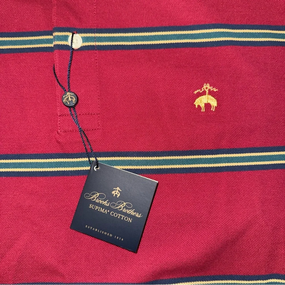 Brooks Brothers 2 shirt bundle- maroon Polo with Green/Navy Stripes & Navy polo